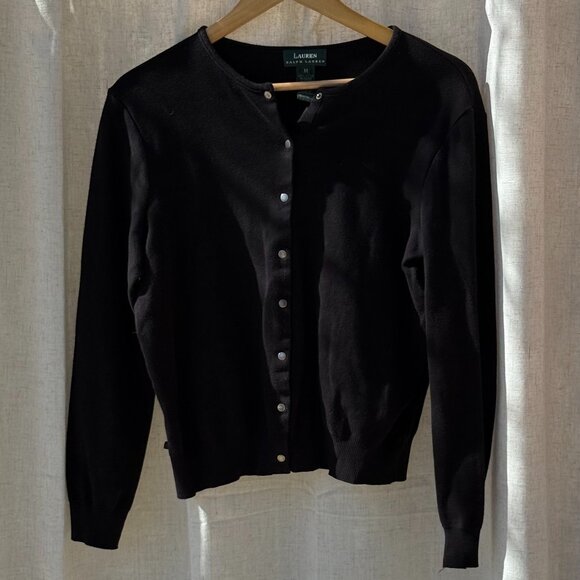 Ralph Lauren Black Cardigan Sweater – Size M (Vintage) - Picture 1 of 4